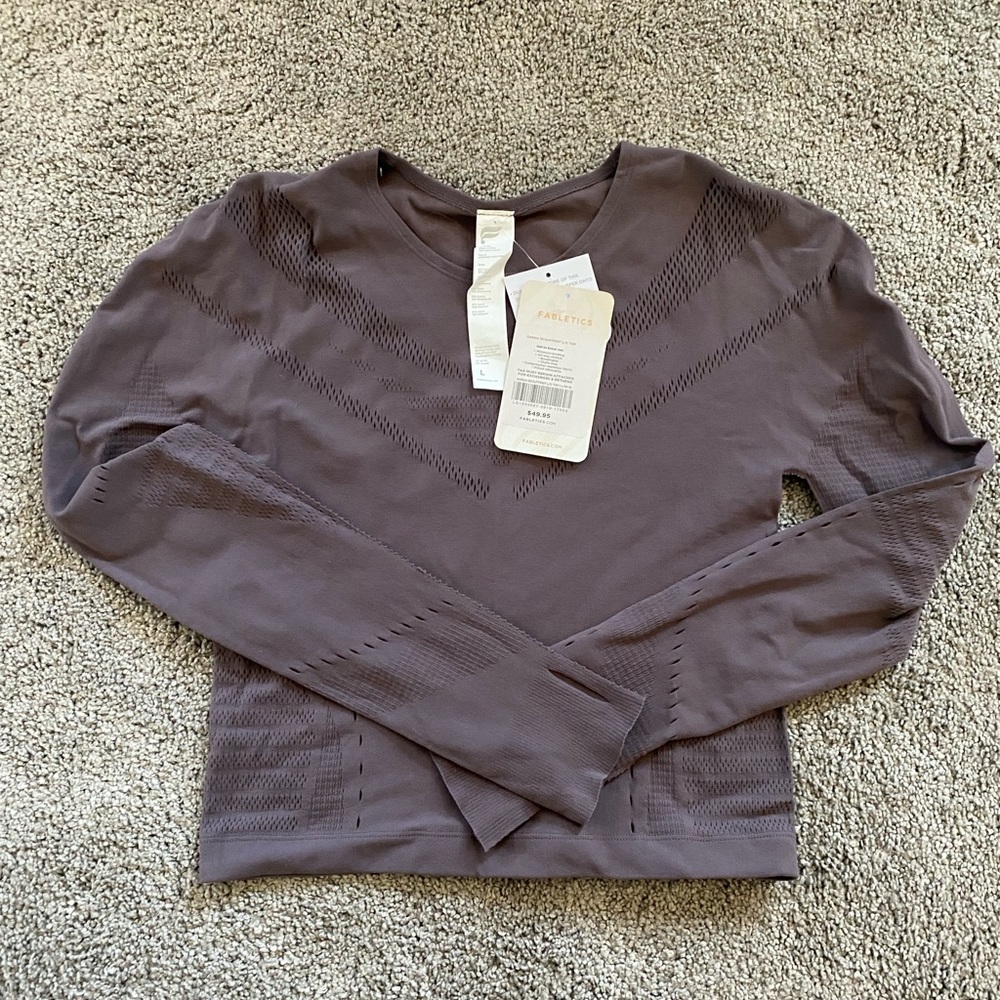 Fabletics Sarah sculpt knit L/S top size large purple